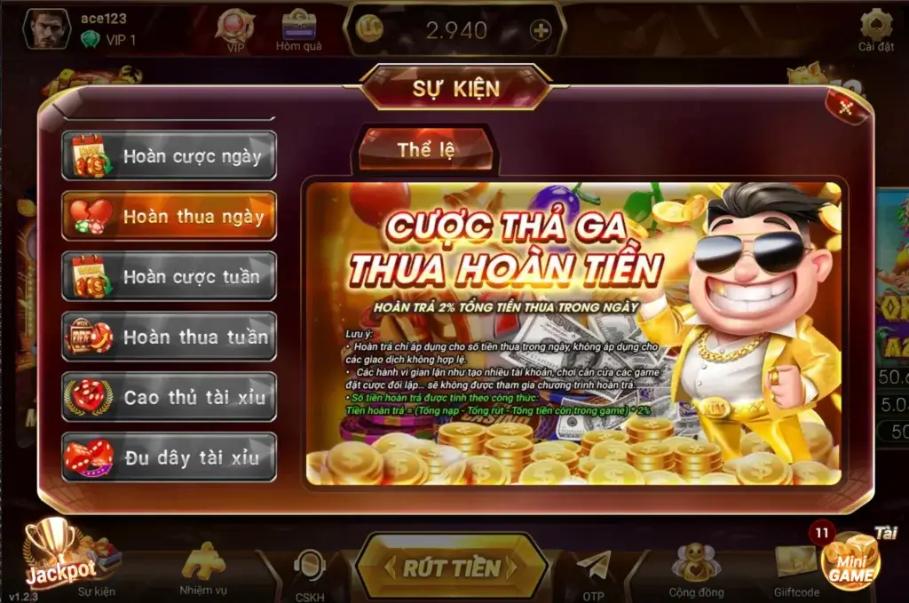 Sự kiện Hoàn Thua Ngày LC79 – hoàn 2% tiền thua mỗi ngày, hướng dẫn điều kiện và thời gian trả thưởng