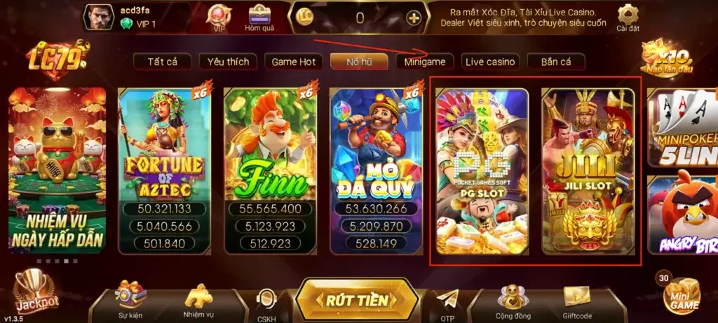 game slot LC79 JILI PG cập nhật 300 game mới đồ họa đẹp dễ nổ hũ
