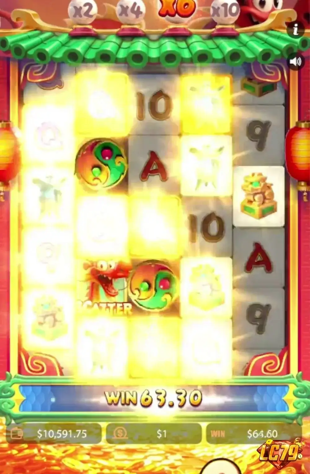 Ảnh bảng biểu tượng & tính năng game Dragon Fortune (Kingmidas #) (slot) chơi tại LC79