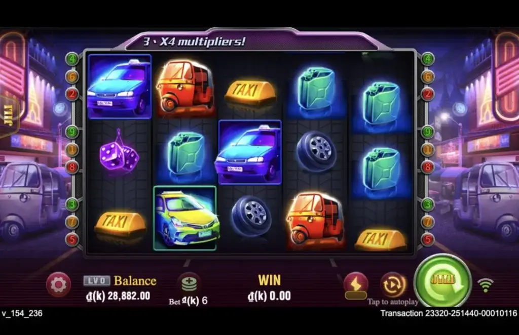 Ảnh giao diện chính game Happy Taxi (slot JILI) chơi tại LC79