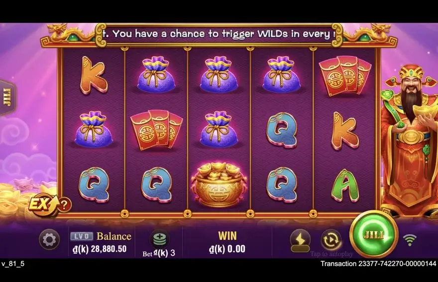 Ảnh màn hình gameplay game JILI CAISHEN (slot JILI) chơi tại LC79