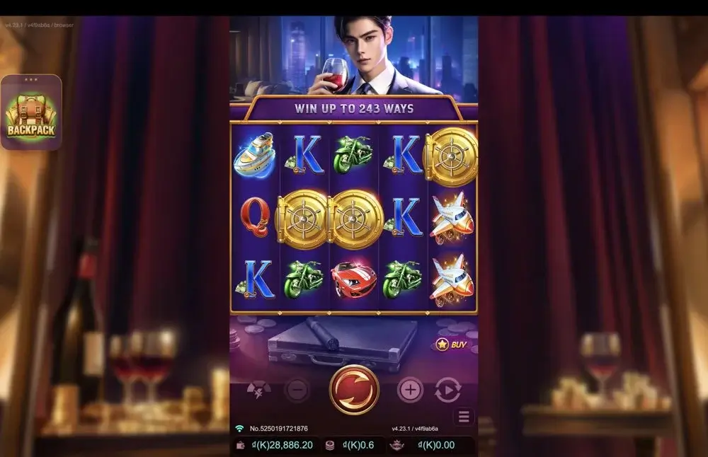 Ảnh bảng biểu tượng & tính năng game Moneybags Man 2 (slot JDB) chơi tại LC79