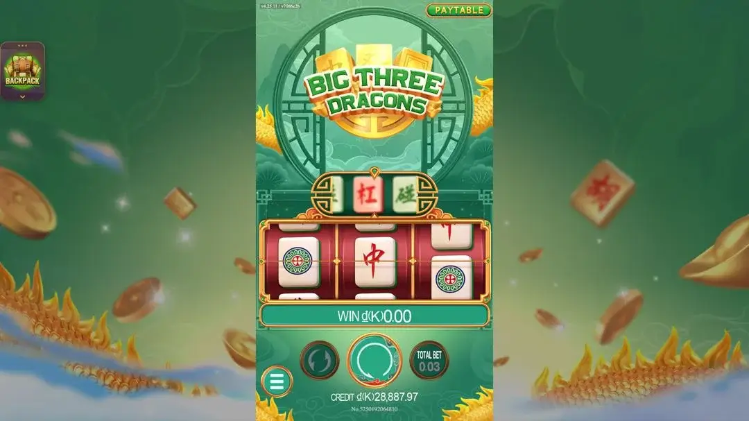 Ảnh giao diện chính game BigThreeDragons (slot JDB) chơi tại LC79