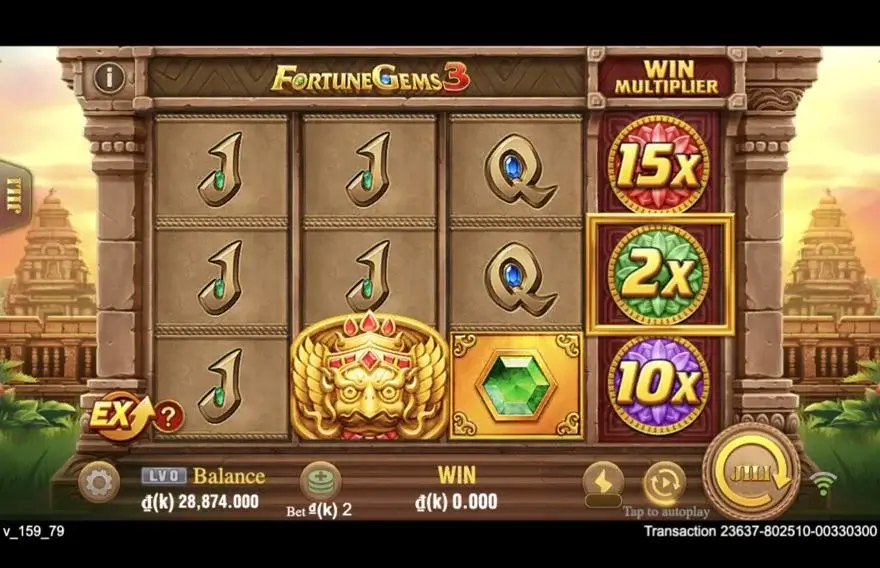 Ảnh màn hình gameplay game Fortune Gems (slot JILI) chơi tại LC79