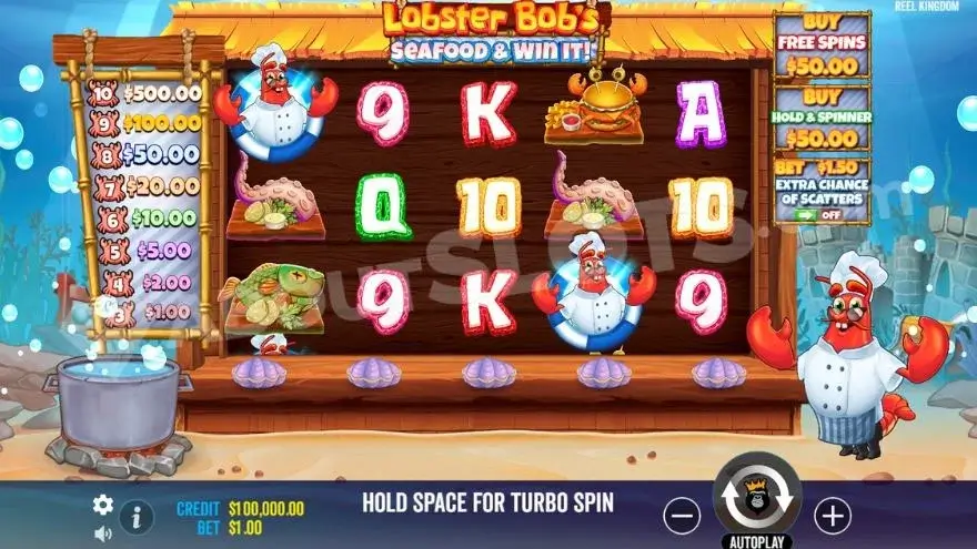 Ảnh giao diện chính game Lobster Bob's Sea Food and Win It (slot PP) chơi tại LC79
