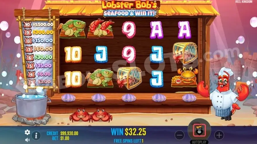 Ảnh màn hình gameplay game Lobster Bob's Sea Food and Win It (slot PP) chơi tại LC79