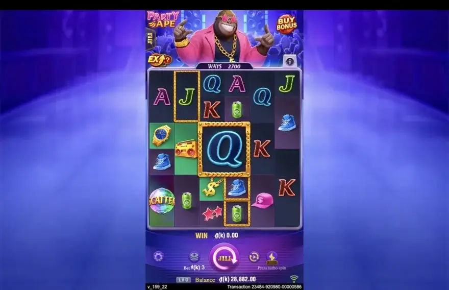 Ảnh màn hình gameplay game Party Ape (slot JILI) chơi tại LC79