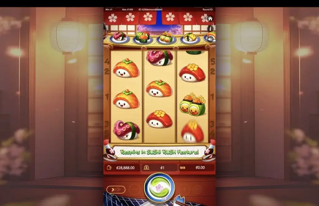 Ảnh giao diện chính game Sushi Rush (Kingmidas #KM-SLOT-062) (slot) chơi tại LC79