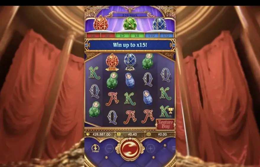 Ảnh bảng biểu tượng & tính năng game Tsar Treasures (slot PG) chơi tại LC79